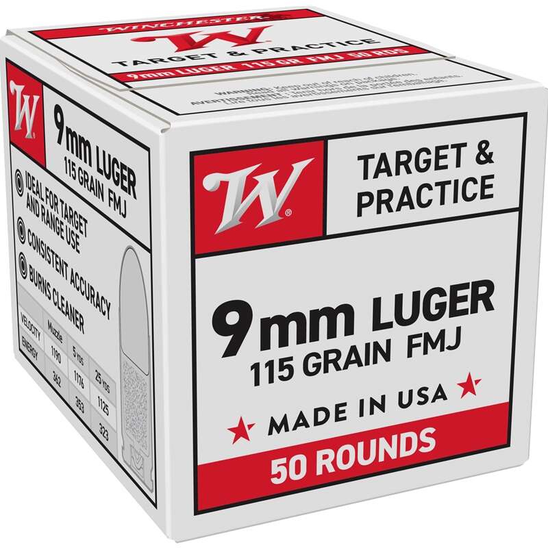 Ammunition Winchester Ammunition USA WHITE BOX 9mm WIN USA 9MM LUGER 115GR FMJ 50/1000 • Model: USA WHITE BOX